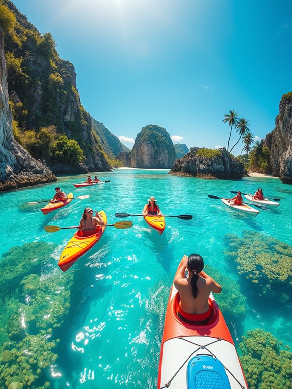 engaging in water sports