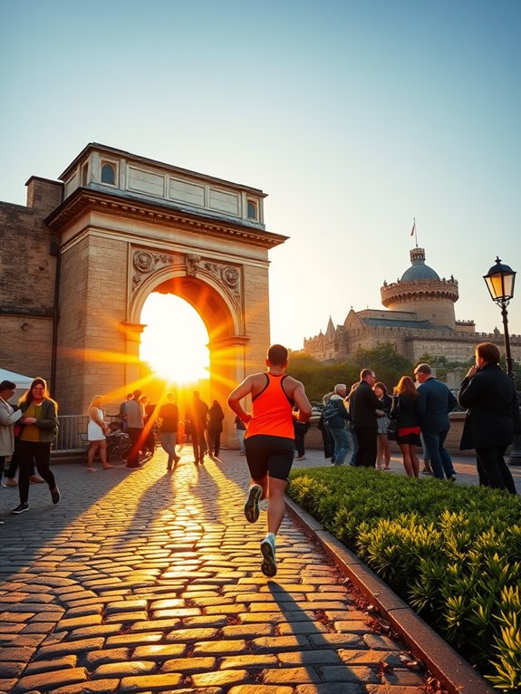 run while exploring sights