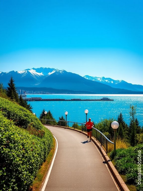 scenic waterfront mountain views