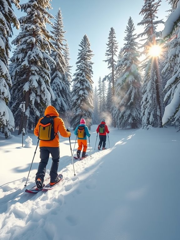 winter exploration with snowshoes
